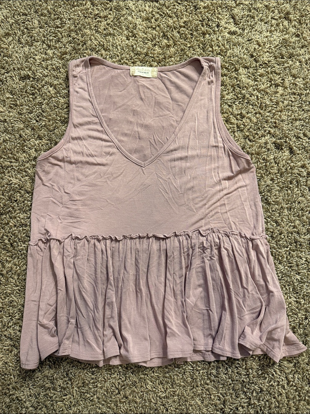 Altar'd State Lilac V-Neck Ruffle-Hem Tank